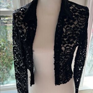 Chic Black Lace Women's Blazer